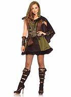 Female Robin Hood, costume dress, lacing, buckle